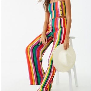 Forever 21 Striped Crop Top + Pant Set